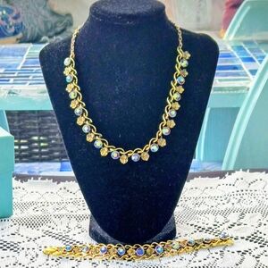 50's Unsigned Coro-Aurora Borealis Crystal-Fleur de lis